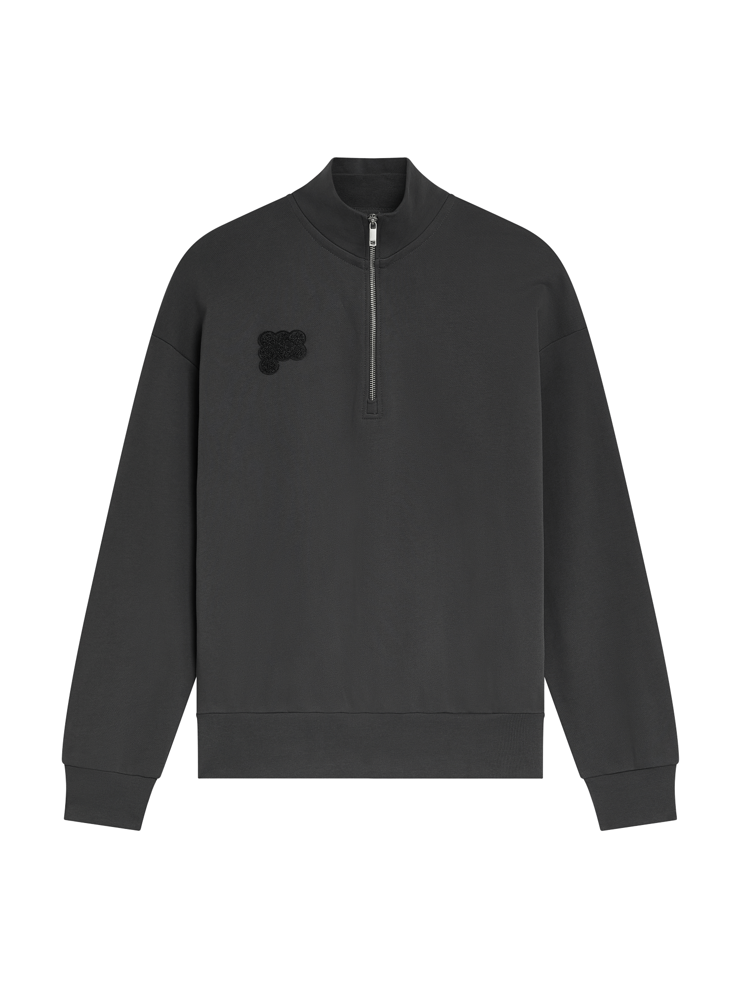 Womens Half Zip Sweatshirt—Smoked Black