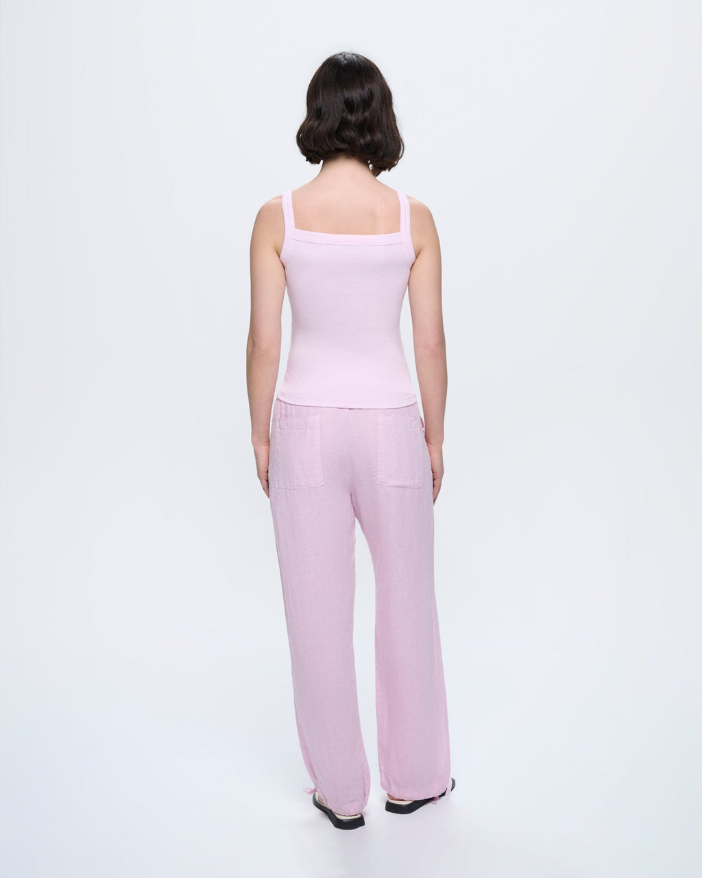 Womens Rib Square Neck Tank Top—Light Lilac