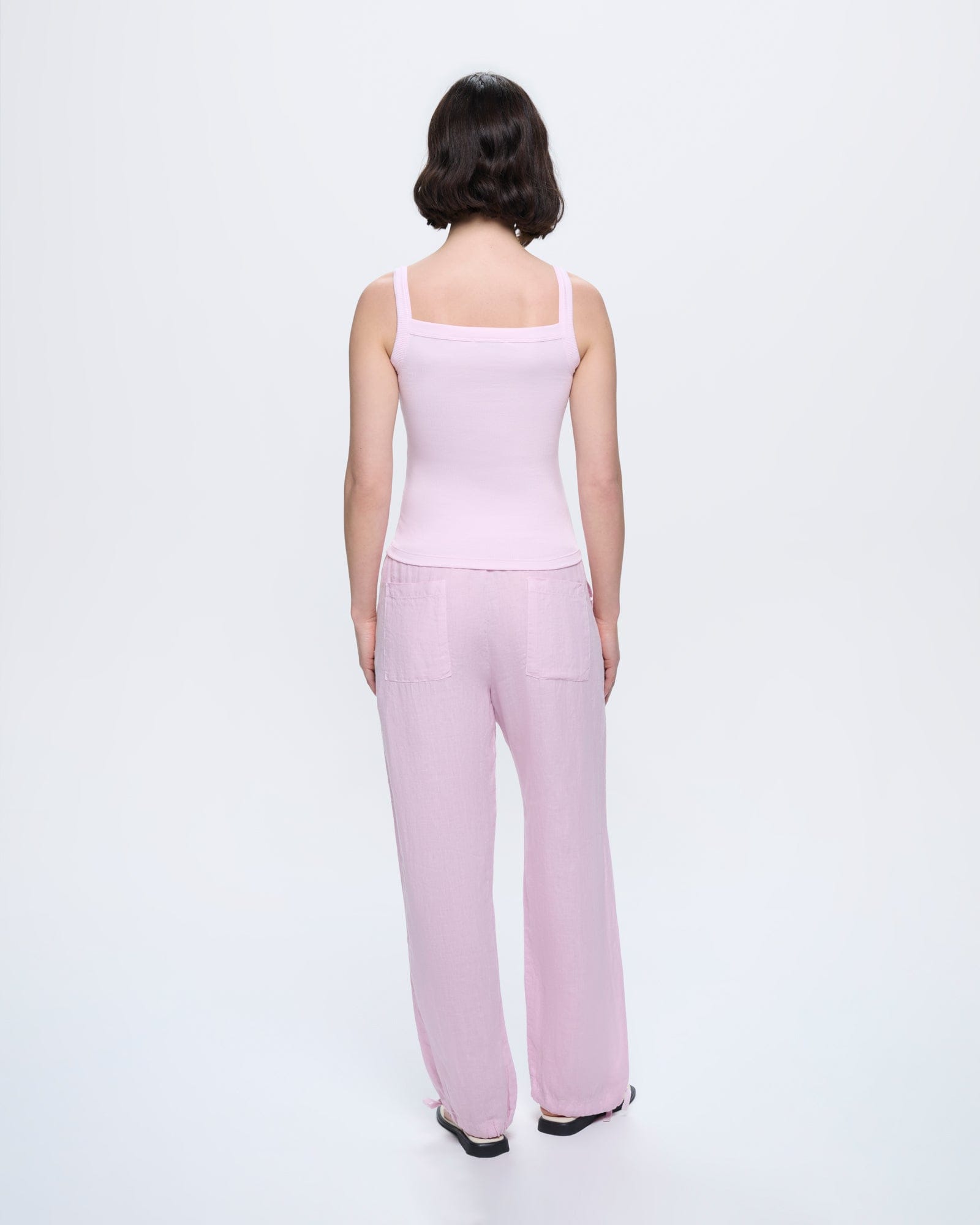 Womens Rib Square Neck Tank Top—Light Lilac