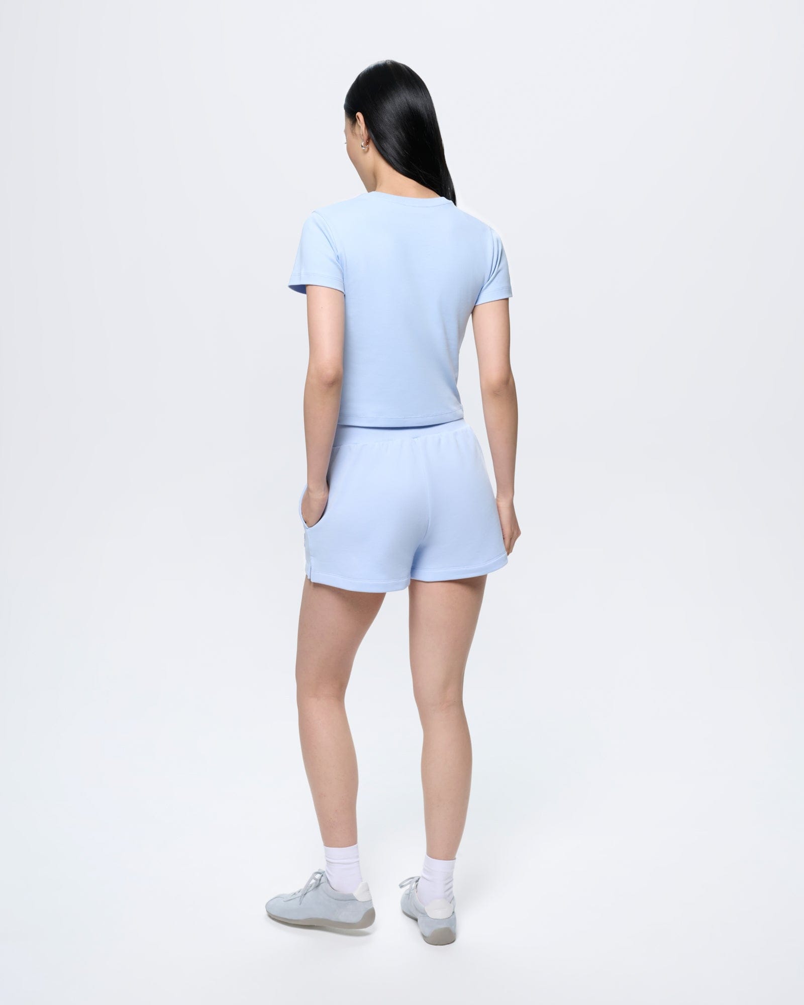 Womens Midweight Shorts—Wildflower Blue