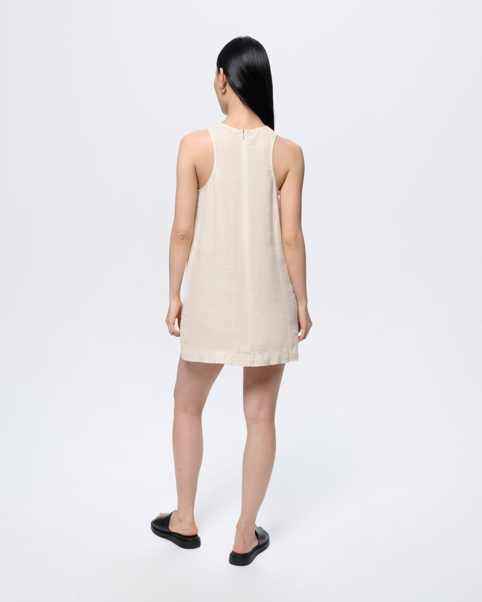 Womens Linen Dress—Bone White