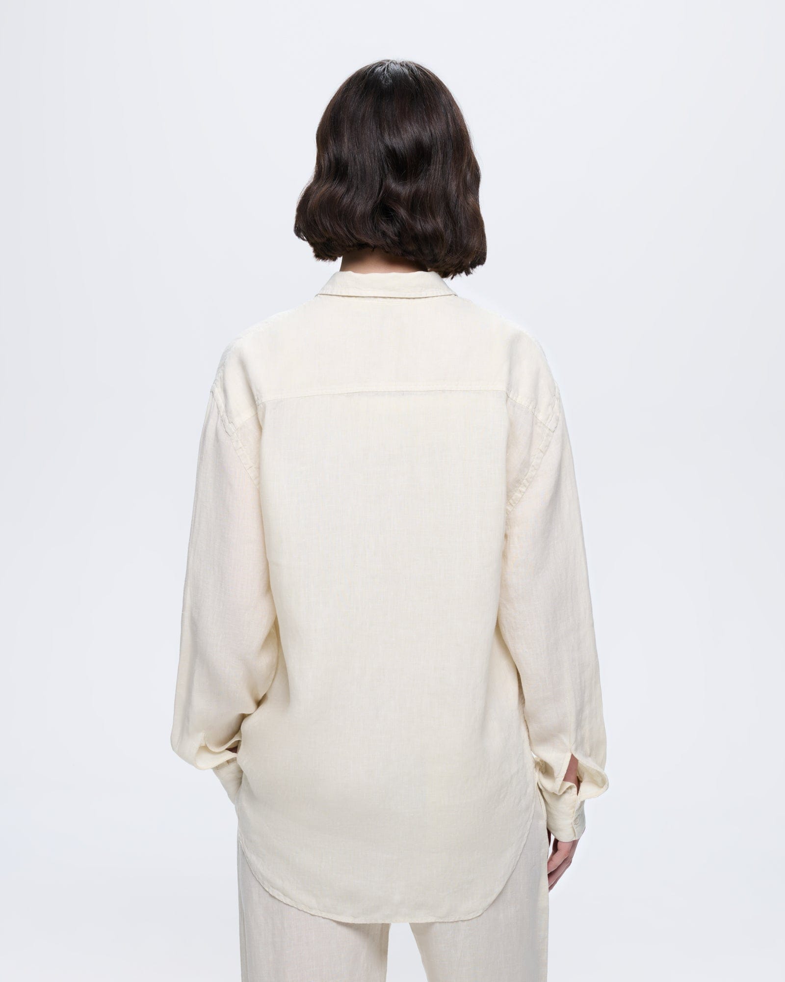 Womens Linen Overshirt—Bone White