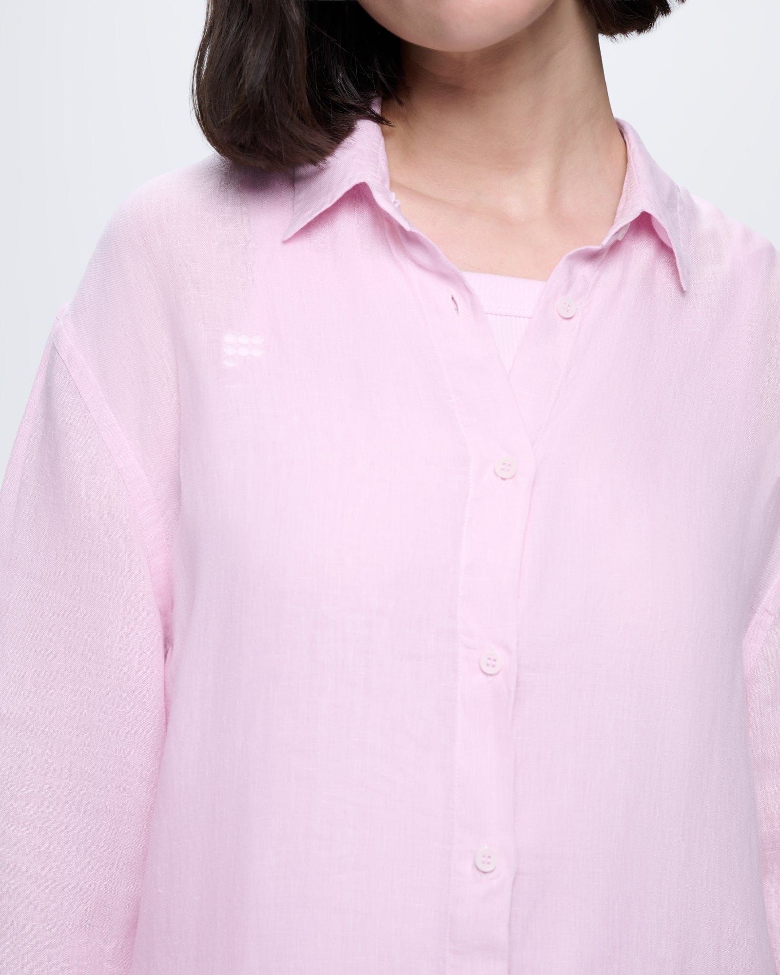 Womens Linen Overshirt—Light Lilac