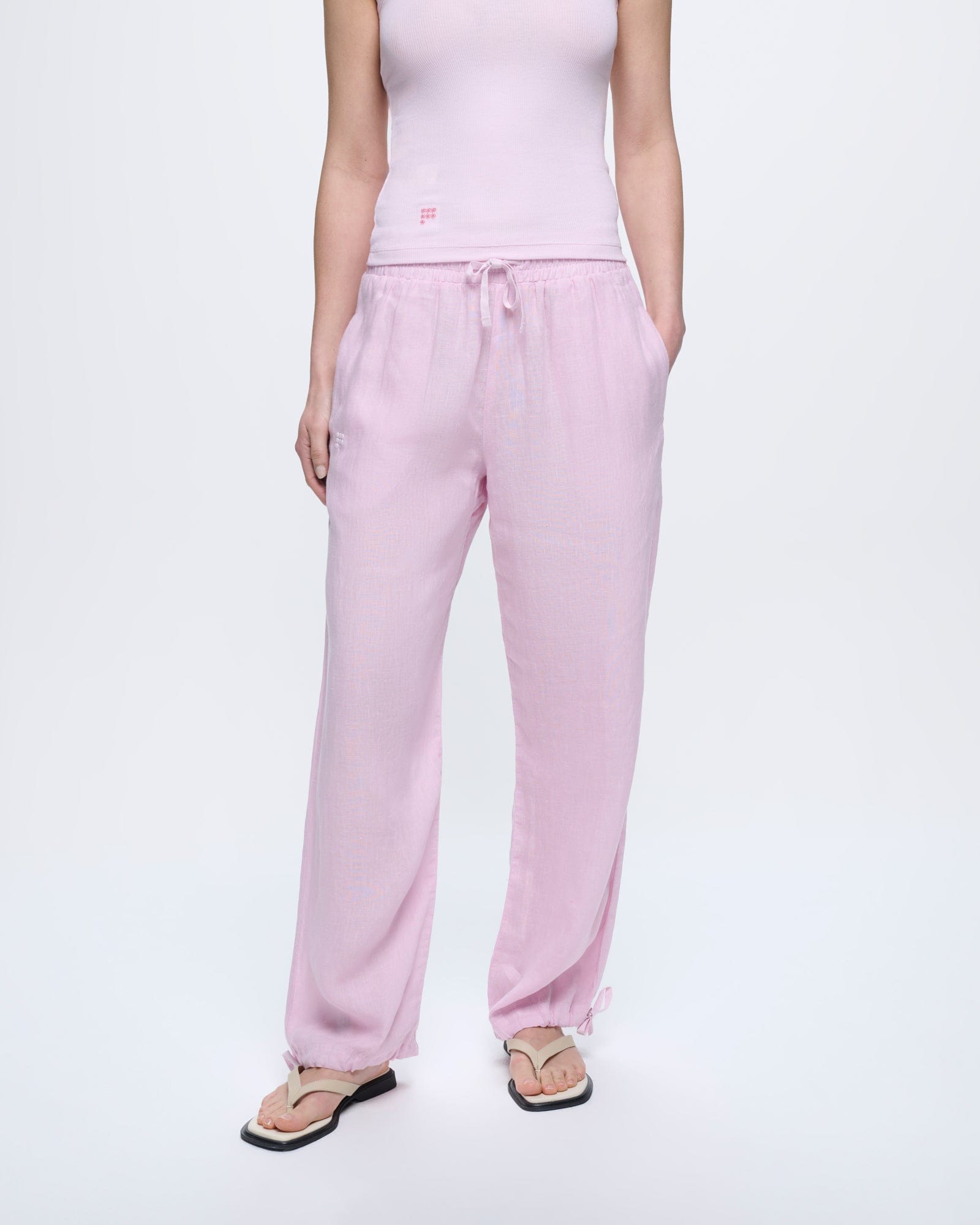 Womens Linen Trousers—Light Lilac