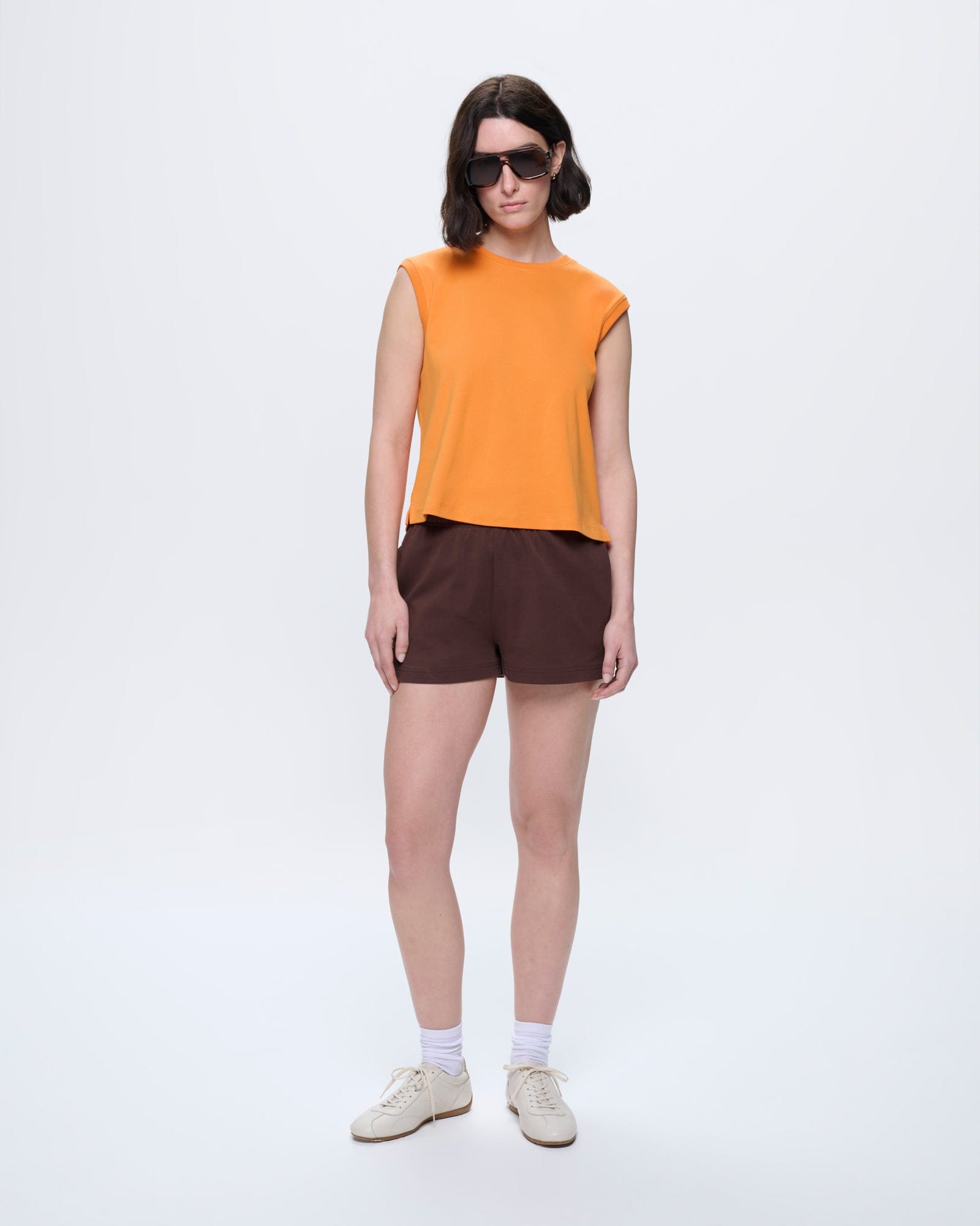 Womens Sleeveless T-Shirt—Saffron Orange